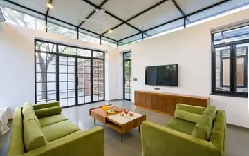 hotel near jaipur airport - elivaas nature 95 4 bhk villa with private pool