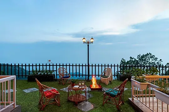 family hotel with pool in nahari, kasauli - elivaas alpenglow 3 bhk with garden & scenic view kasauli