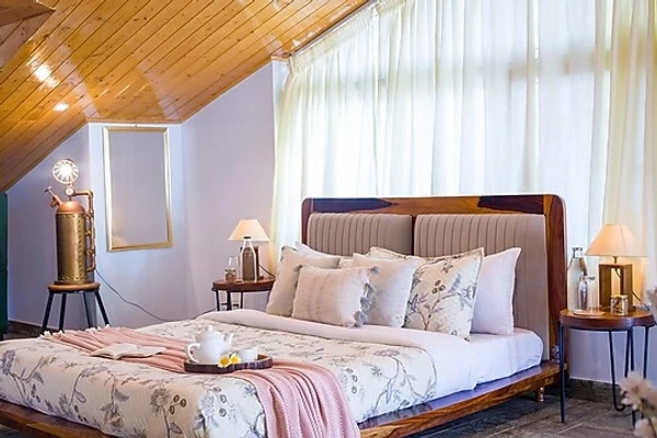 family hotel with pool in nahari, kasauli - elivaas alpenglow 3 bhk with garden & scenic view kasauli