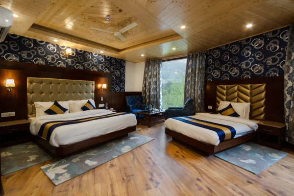 hotel with swimming pool in naggar road, manali - dls la serene valley