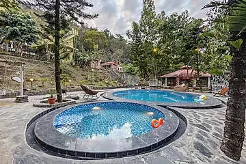 hotel in bhediyana, mussoorie for couples - elivaas zephyr classic tent hillview haven with pool, gym & restaurant
