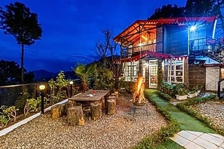 hotel with swimming pool in bhowali, nainital - alaya stays farsauli 3 bhk cottage with gazebo