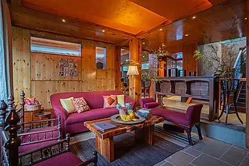 hotel near nainital airport - elivaas blushing pines stunning 3-bhk hillside getaway with attic & indoor pool