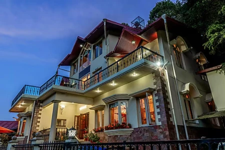 hotel with party hall in mallital, nainital - elivaas the meadows 3 bhk villa with entertainment lounge nainital