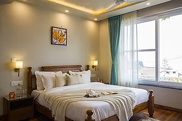 jacuzzi hotel in bhowali, nainital - elivaas twin chalets 4 bhk escape with valley facing law & terrace