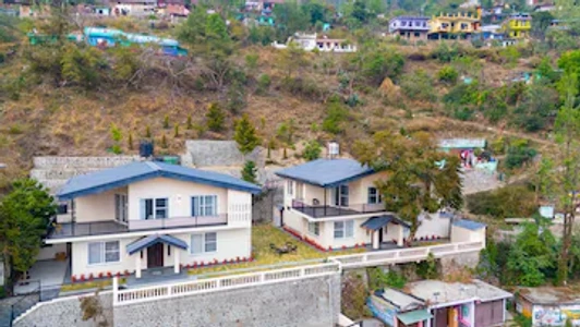 hotel room booking in bhowali, nainital - elivaas twin chalets 4 bhk escape with valley facing law & terrace