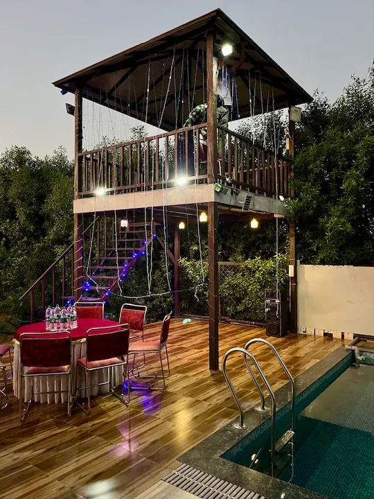 hotel with swimming pool in sector 150, noida - gobravo 71 2bhk farm with pool and garden