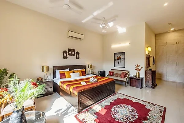 hotel in air force, palwal for family - alaya stays dacha 3 bhk  with garden jacuzzi & outdoor bar palwal