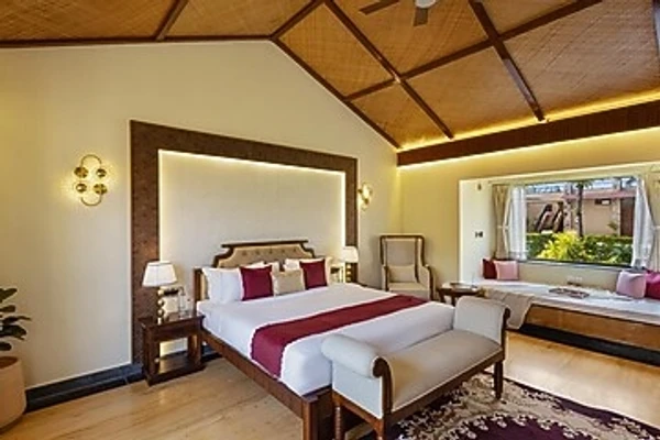 ranthambore road, sawai madhopur hotel booking - elivaas tiger cave suite room with pool and garden