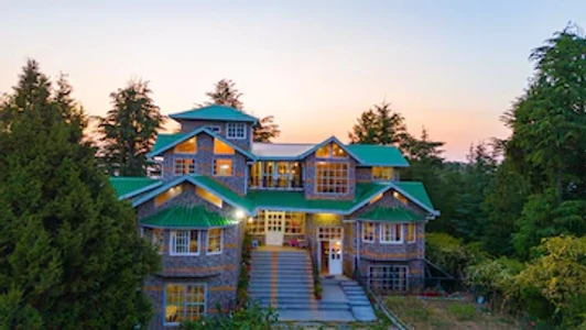 family hotel with pool in bagh, shimla - alaya stays hill top farmstead heritage 3 bhk  villa with balcony & gazebo