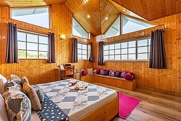 family hotel with pool in bagh, shimla - alaya stays hill top farmstead heritage 3 bhk  villa with balcony & gazebo
