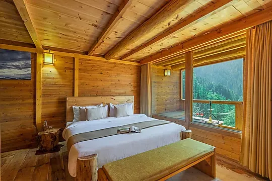 hotel with bar in narkanda, shimla - elivaas skylounge pet friendly 4bhk with sauna & garden near haku temple shimla