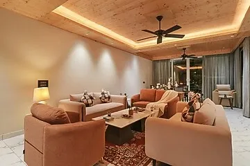 hotel with swimming pool in dharampur, solan - elivaas 4 bhk kavya villa with lounge & panoramic views
