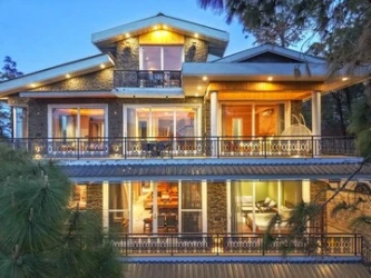 family hotel with pool in dharampur, solan - elivaas 4 bhk kavya villa with lounge & panoramic views