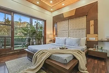 hotel with party hall in dharampur, solan - elivaas aaram bagh 4 bhk escape amid pine forest & valley view