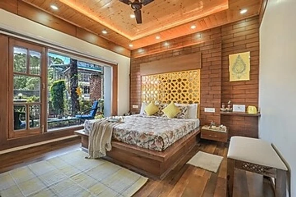 hotel with gym in dharampur, solan - elivaas aaram bagh 4 bhk escape amid pine forest & valley view