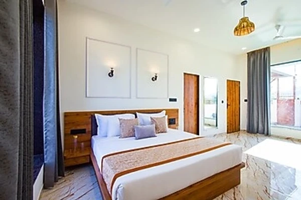 family hotel with pool in badi udaipur, udaipur - alaya stays parvam retreat 2 bhk villa with private pool