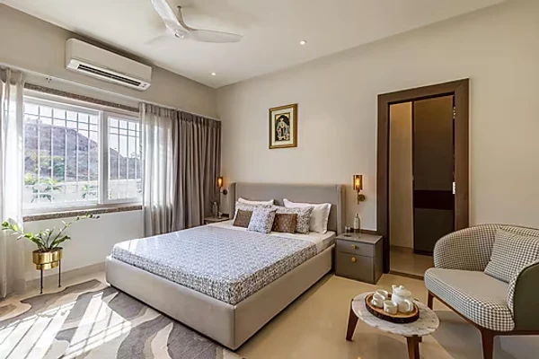 hotel with meeting room in kaladwas, udaipur - elivaas shourya zenna luxe 3 bhk with private pool udaipur