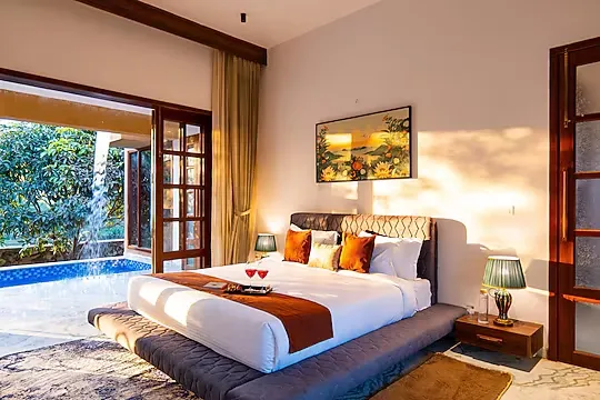 family hotel with pool in kavita, udaipur - still river suites by elivaas with heated pool & jacuzzi udaipur